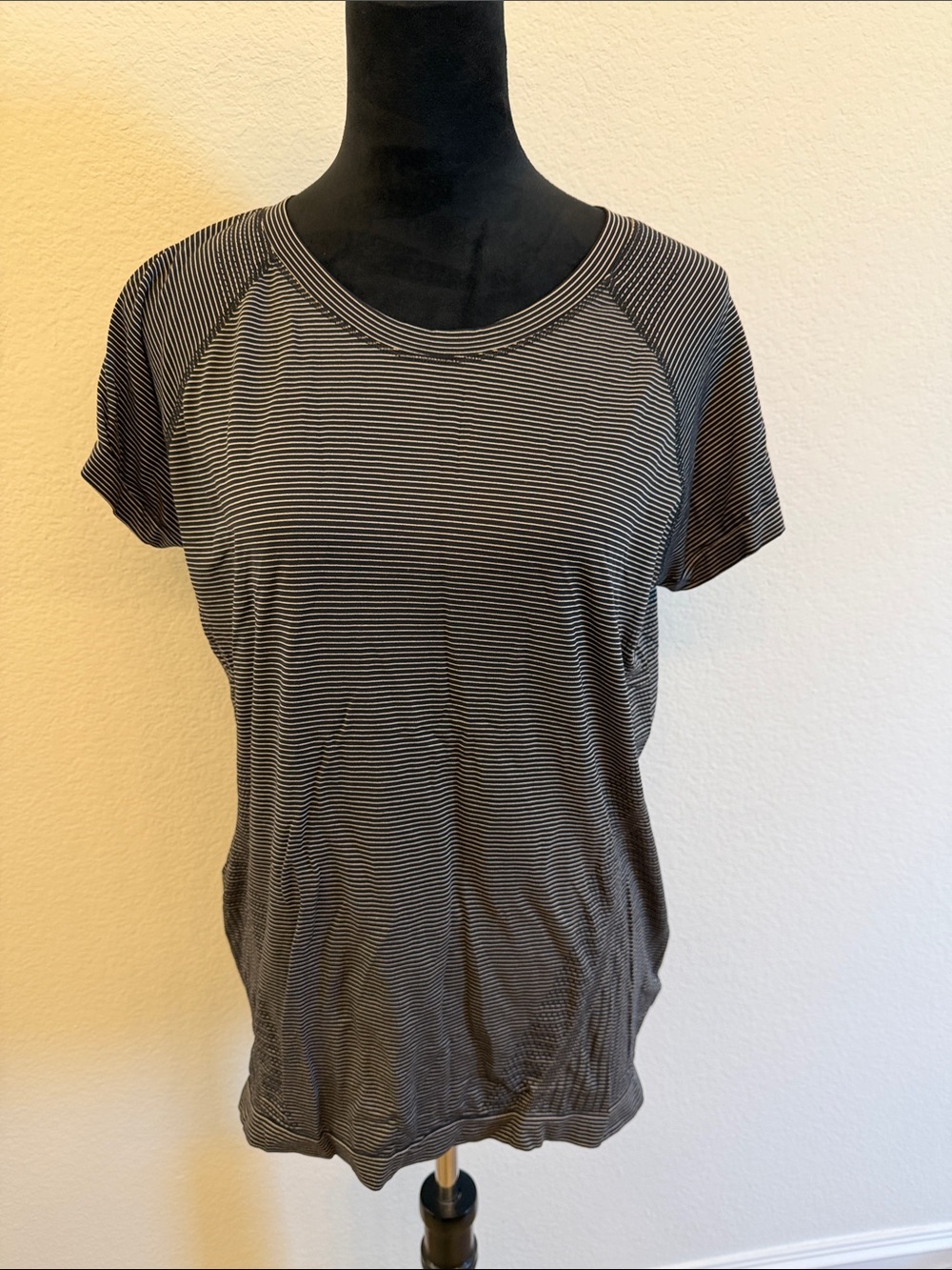 Athleta Black & White Thin-Stripe Short Sleeve Tee